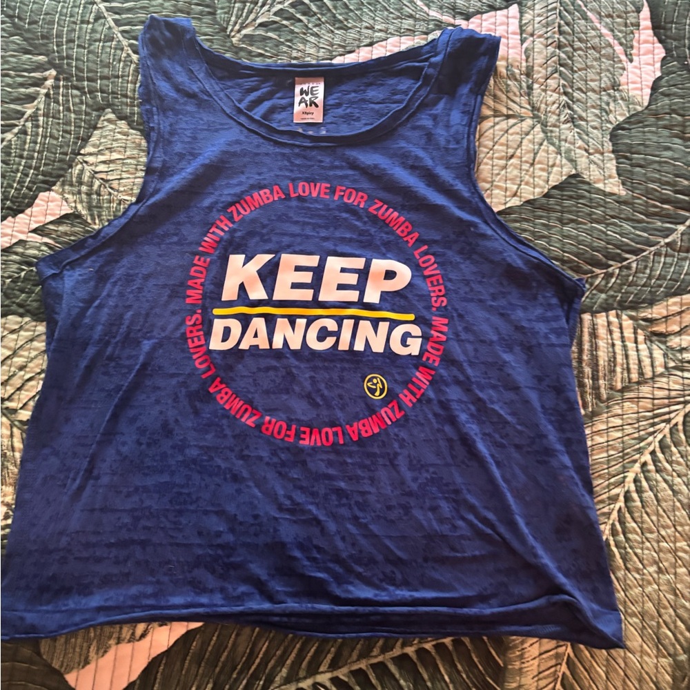 Zumba Fitness Royal Blue Workout Tank with Graphic Tag